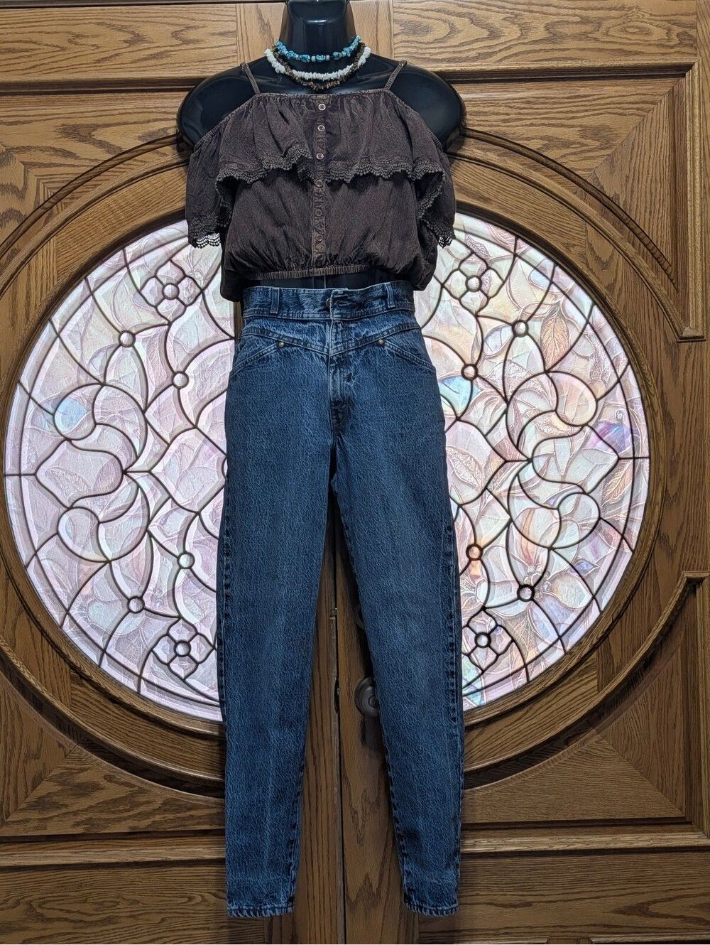 80s Levis 749 Western Yoke High Waisted Jeans USA Made Acid Wash W26 L30 Vintage